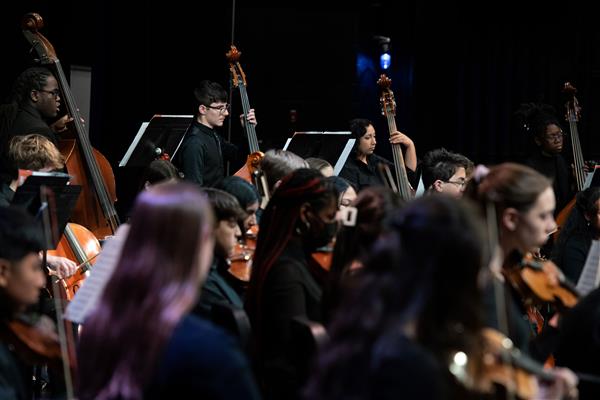 Students performing at the 2023-2024 All County Orchestra Concert